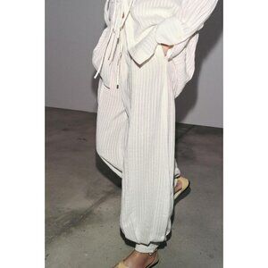 ZARA ZW COLLECTION STRIPED CUFFED TROUSERS